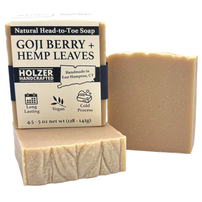 Goji Berry + Hemp Leaves - Natural Head to Toe Soap - 4.5oz to 5oz Bar