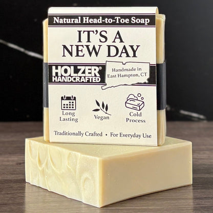 It's A New Day - Natural Head to Toe Soap - 4.5oz Bar - Lemon + Lilac Leaves + Juniper