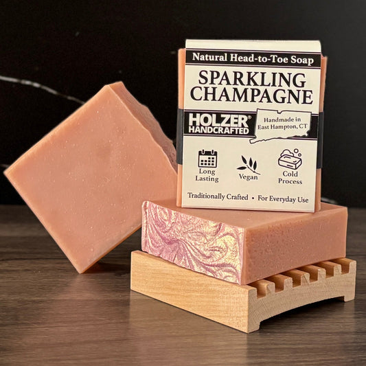 Sparkling Champagne - Natural Head to Toe Soap - 4.5oz Bar - Prosecco + Raspberries