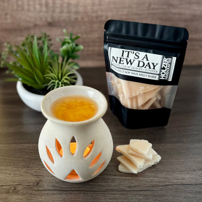 It's a New Day - Lemon + Lilac Leaves + Juniper Scented Wax Melt Bark in Resealable Pouch