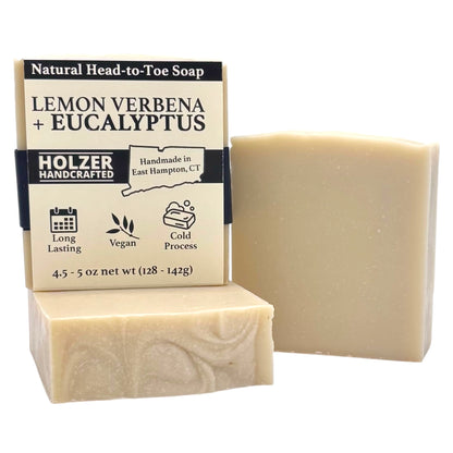 Lemon Verbena + Eucalyptus - Natural Head to Toe Soap - 4.5oz to 5oz Bar