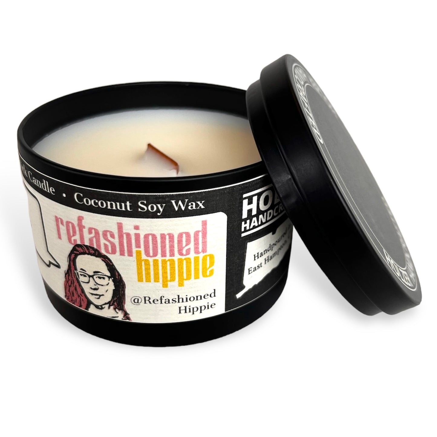 Refashioned Hippie Custom Crackling Wood Wick Scented Candle