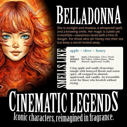 BELLADONNA - Apple + Clove + Honey Scented Wood Wick Candle - Cinematic Legends