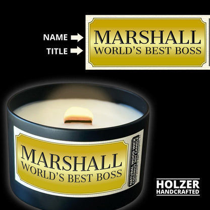 Personalized Wood Wick Candle - Custom Best Boss Ever Keepsake, Coconut Soy Wax, 6oz