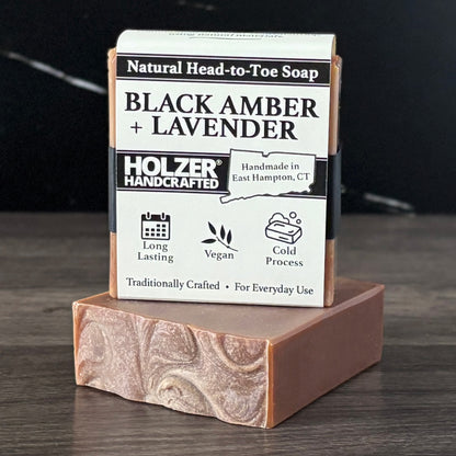 Black Amber + Lavender - Natural Head to Toe Soap - 4.5oz Bar