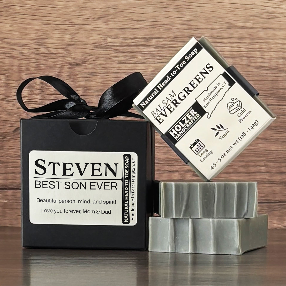 Personalized Bar Soap Gift Set - Custom Best Son Keepsake, Natural Head to Toe Soap