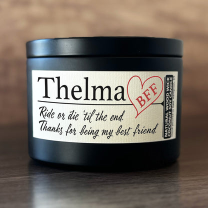 Personalized Wood Wick Candle - Custom Best Friend Keepsake, Coconut Soy Wax, 6oz