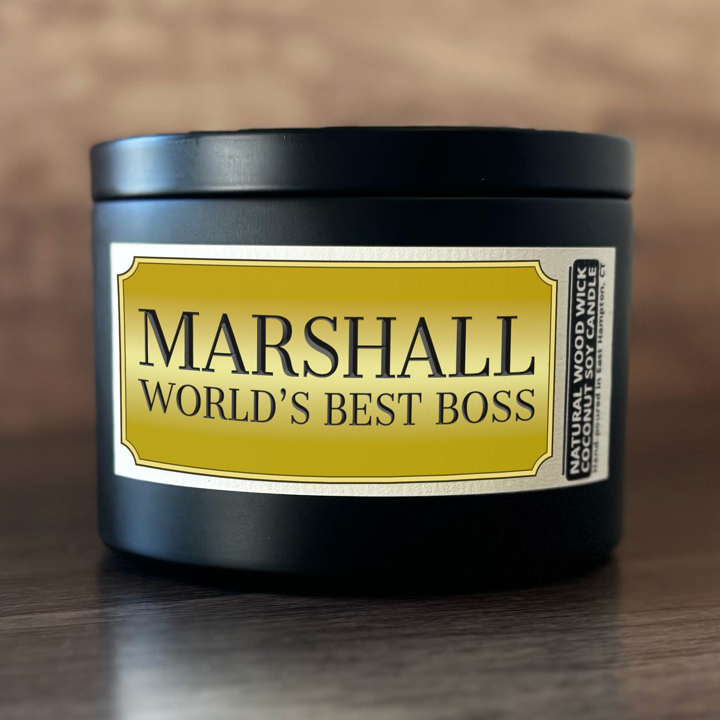 Personalized Wood Wick Candle - Custom Best Boss Ever Keepsake, Coconut Soy Wax, 6oz