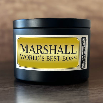 Personalized Wood Wick Candle - Custom Best Boss Ever Keepsake, Coconut Soy Wax, 6oz