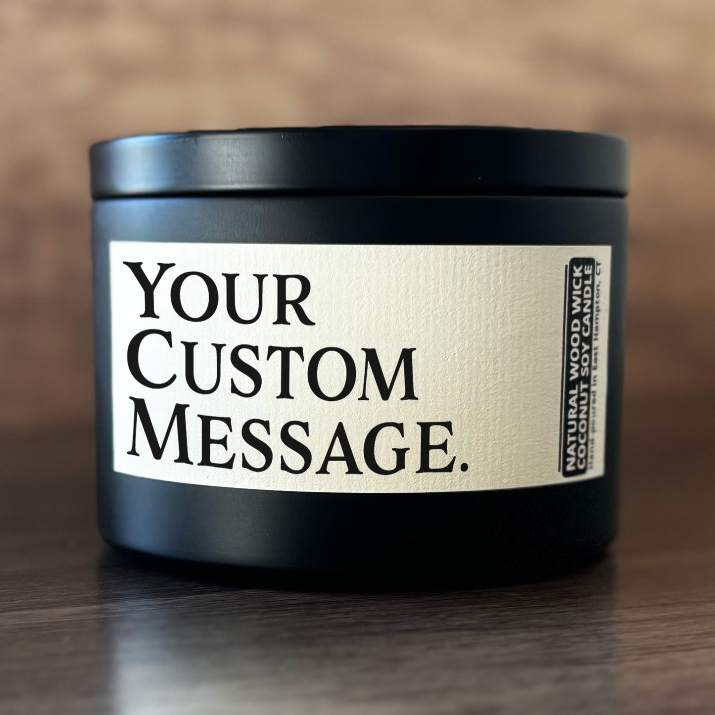 Personalized Wood Wick Candle - Your Custom Text Keepsake, Coconut Soy Wax, 6oz