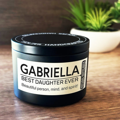 Personalized Wood Wick Candle - Custom Best Daughter Keepsake, Coconut Soy Wax, 6oz
