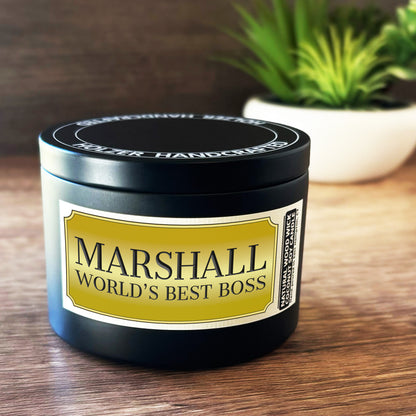 Personalized Wood Wick Candle - Custom Best Boss Ever Keepsake, Coconut Soy Wax, 6oz