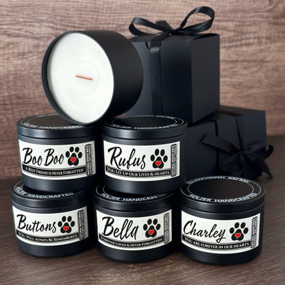 Personalized Wood Wick Candle - Custom Dog, Cat, Pet Lover, Adoption, Memorial Keepsake, Coconut Soy Wax, 6oz