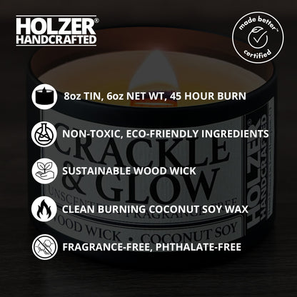 Fragrance-Free Unscented Natural Wood Wick Candle, 8oz Tin