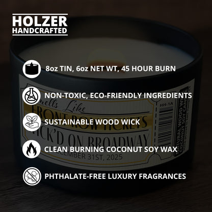 Personalized Wood Wick Candle - Custom Front Row Tickets Keepsake, Coconut Soy Wax, 6oz