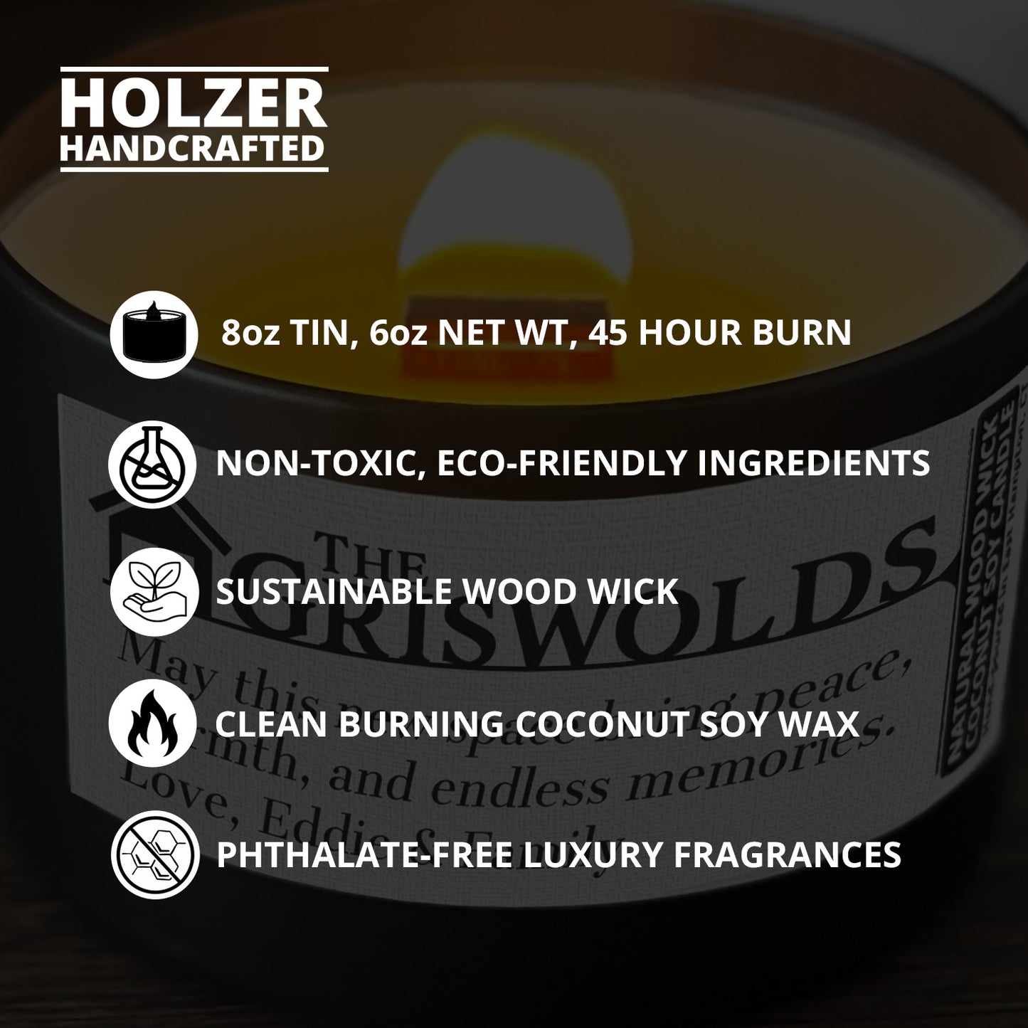 Personalized Wood Wick Candle - Custom Housewarming Keepsake, Coconut Soy Wax, 6oz