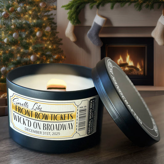 Personalized Wood Wick Candle - Custom Front Row Tickets Keepsake, Coconut Soy Wax, 6oz