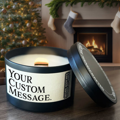 Personalized Wood Wick Candle - Your Custom Text Keepsake, Coconut Soy Wax, 6oz