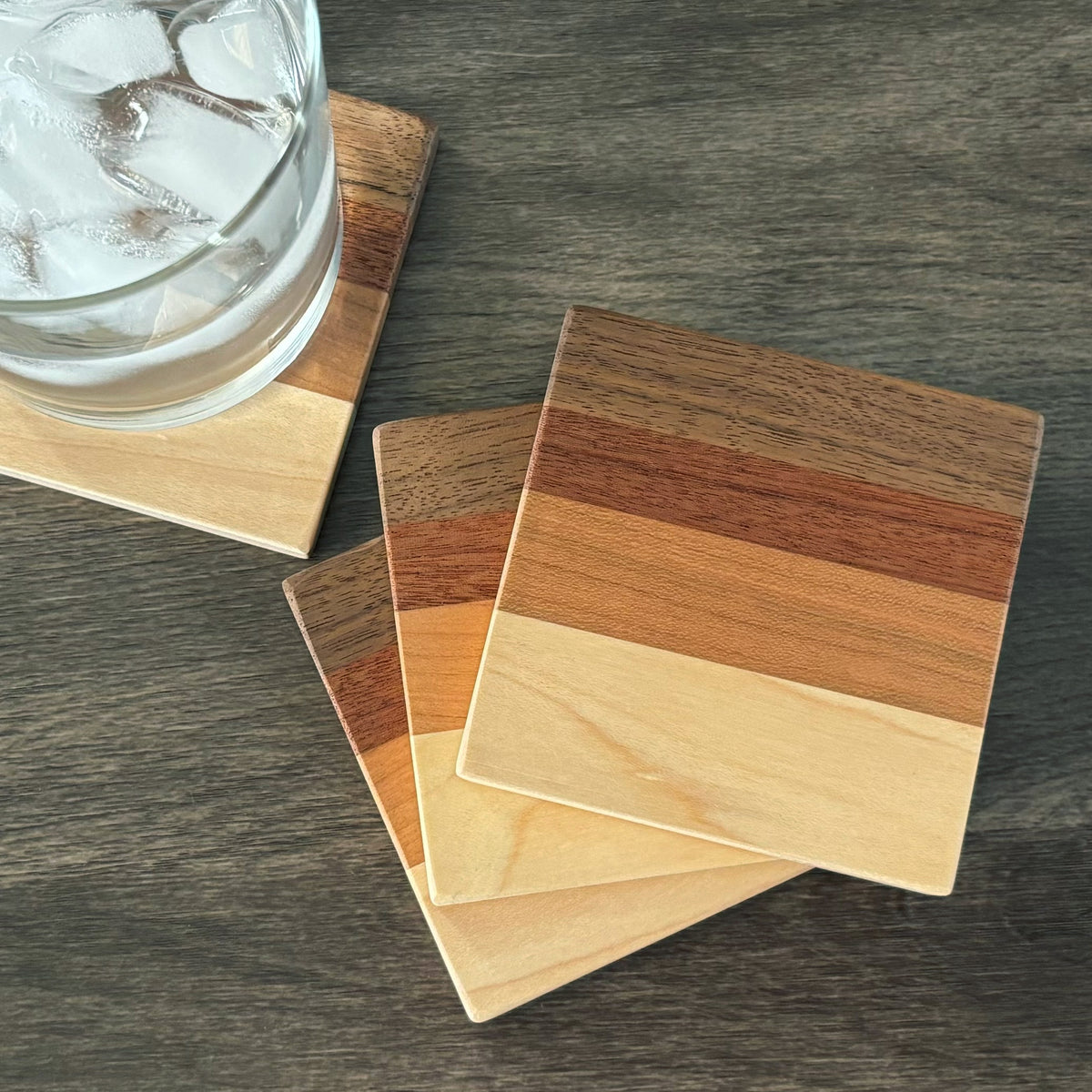 Hardwood Coasters, Natural Woods, Set of 4