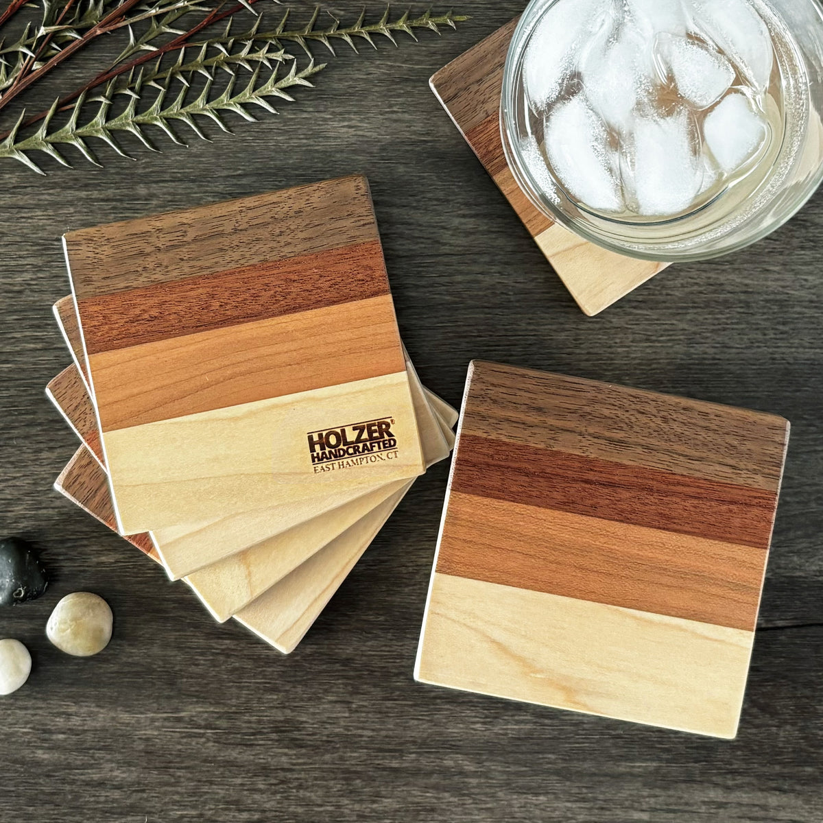Hardwood Coasters, Natural Woods, Set of 4