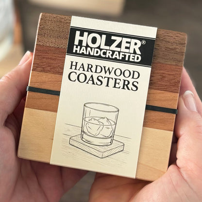 Personalized Hardwood Coasters, Natural Woods, Set of 4