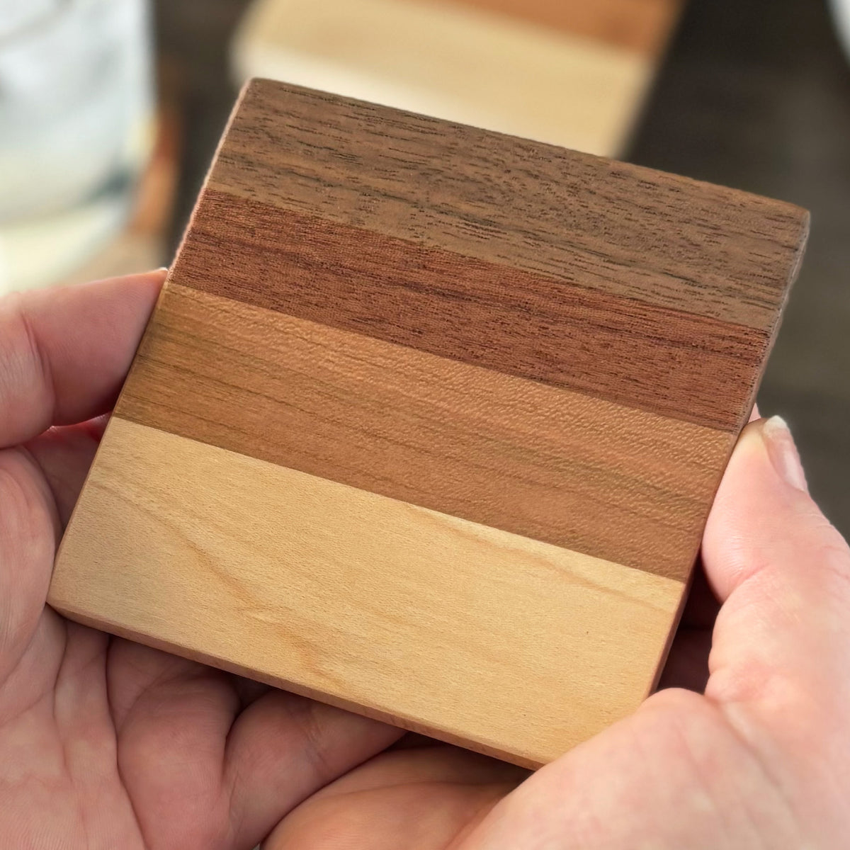 Hardwood Coasters, Natural Woods, Set of 4