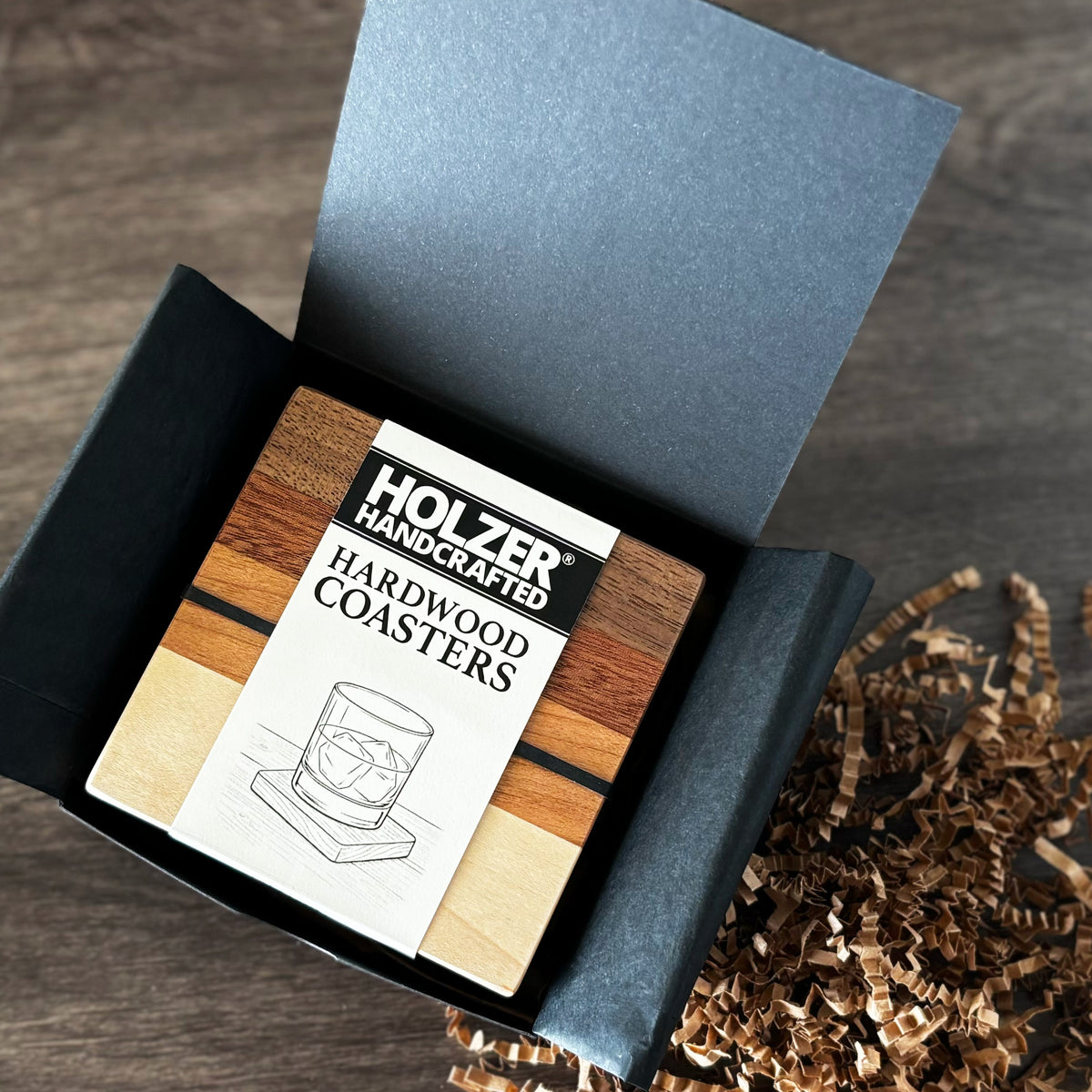 Personalized Hardwood Coasters, Natural Woods, Set of 4