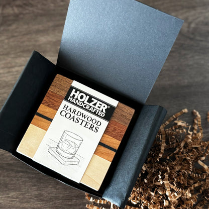 Personalized Hardwood Coasters, Natural Woods, Set of 4