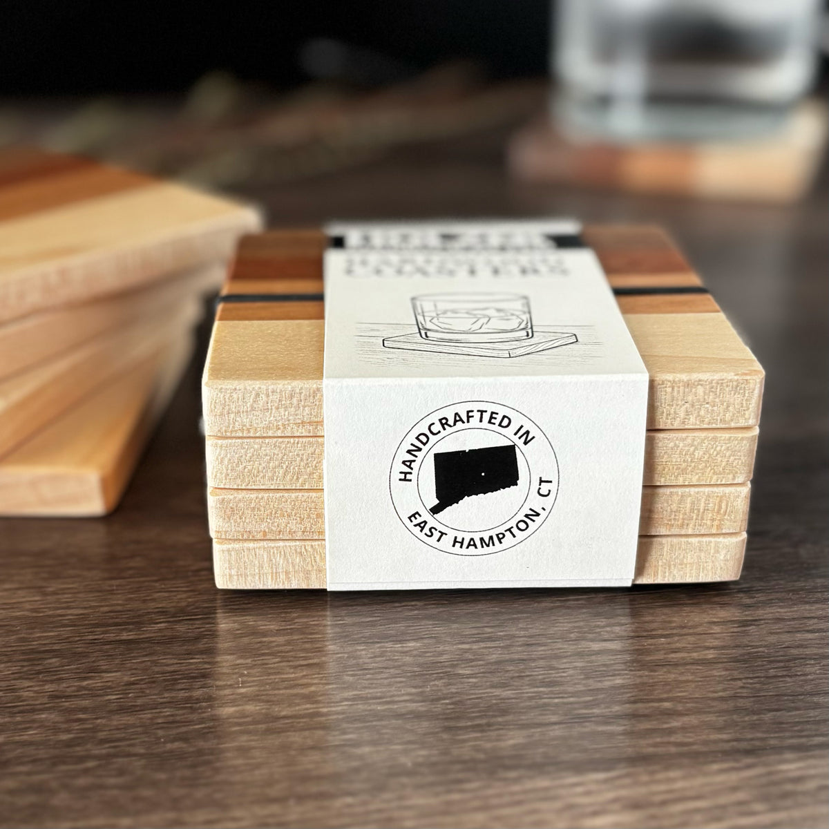 Personalized Hardwood Coasters, Natural Woods, Set of 4
