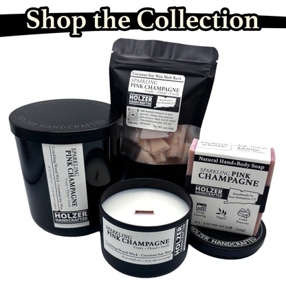 Sparkling Pink Champagne Crackling Wood Wick Candle