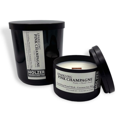 Sparkling Pink Champagne Crackling Wood Wick Candle