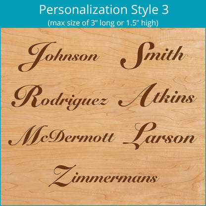 Personalized Premium Hardwood Cutting Board, Signature Series Desert Sunset, Medium 10" x 16"