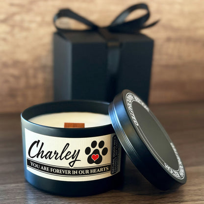 Personalized Wood Wick Candle - Custom Dog, Cat, Pet Lover, Adoption, Memorial Keepsake, Coconut Soy Wax, 6oz