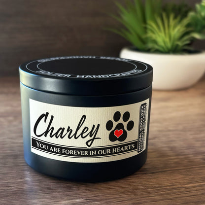 Personalized Wood Wick Candle - Custom Dog, Cat, Pet Lover, Adoption, Memorial Keepsake, Coconut Soy Wax, 6oz