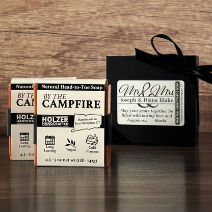 Personalized Bar Soap Gift Set - Custom Mr & Mrs Wedding Keepsake, Natural Head to Toe Soap