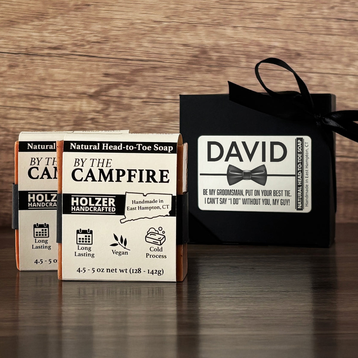 Personalized Bar Soap Gift Set - Custom Groomsman, Man of Honor Proposal, Natural Head to Toe Soap