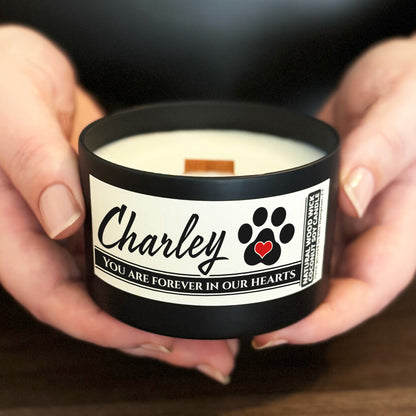 Personalized Wood Wick Candle - Custom Dog, Cat, Pet Lover, Adoption, Memorial Keepsake, Coconut Soy Wax, 6oz