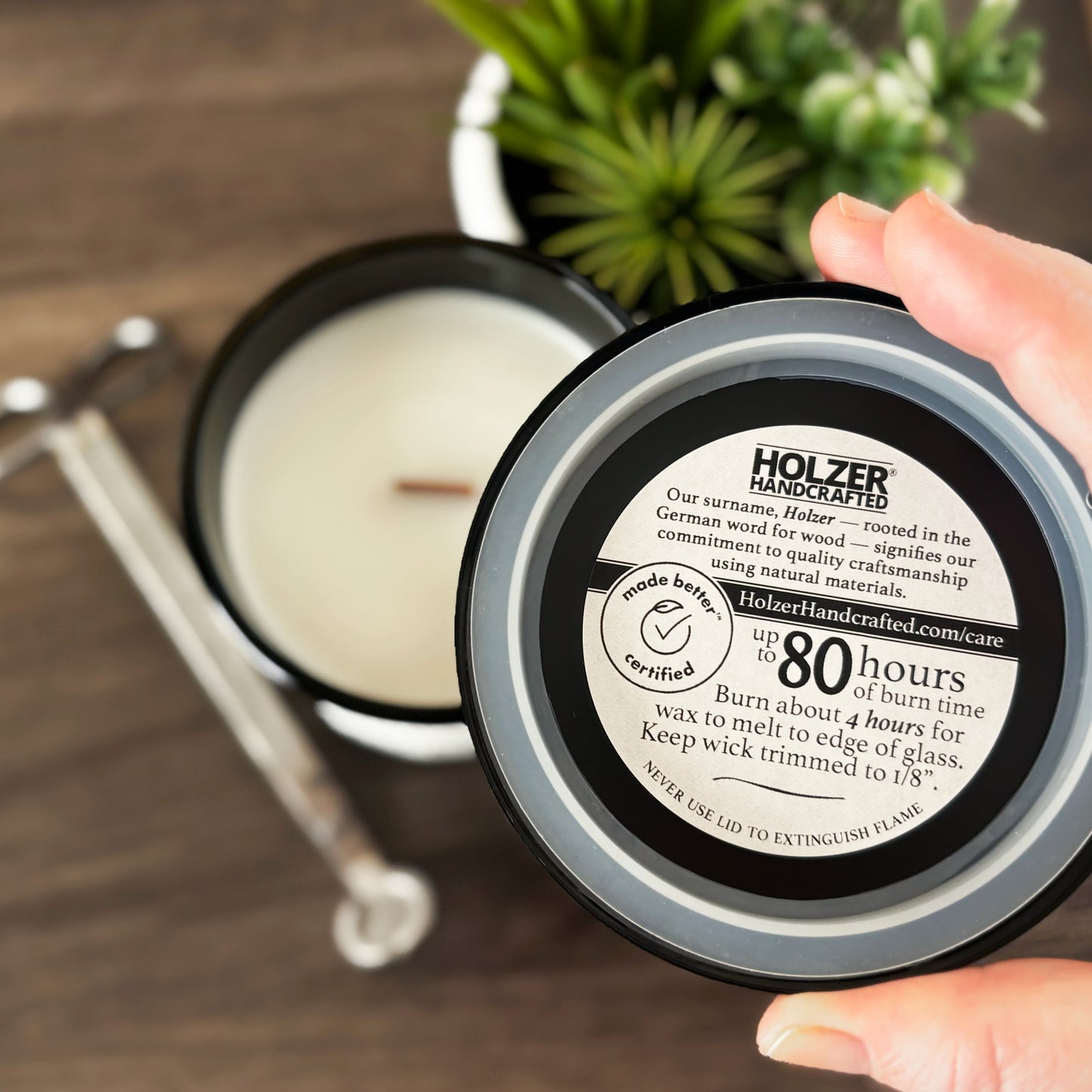 Woodland Lodge - Brandy + Leather + Oak Scented Wood Wick Candle, Luxury Glass Vessel with Lid