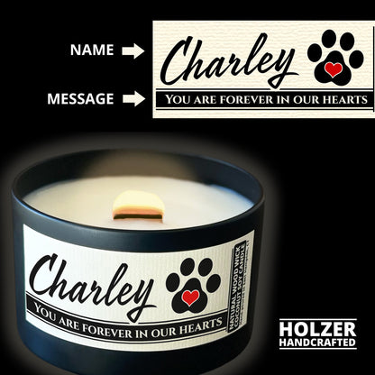 Personalized Wood Wick Candle - Custom Dog, Cat, Pet Lover, Adoption, Memorial Keepsake, Coconut Soy Wax, 6oz