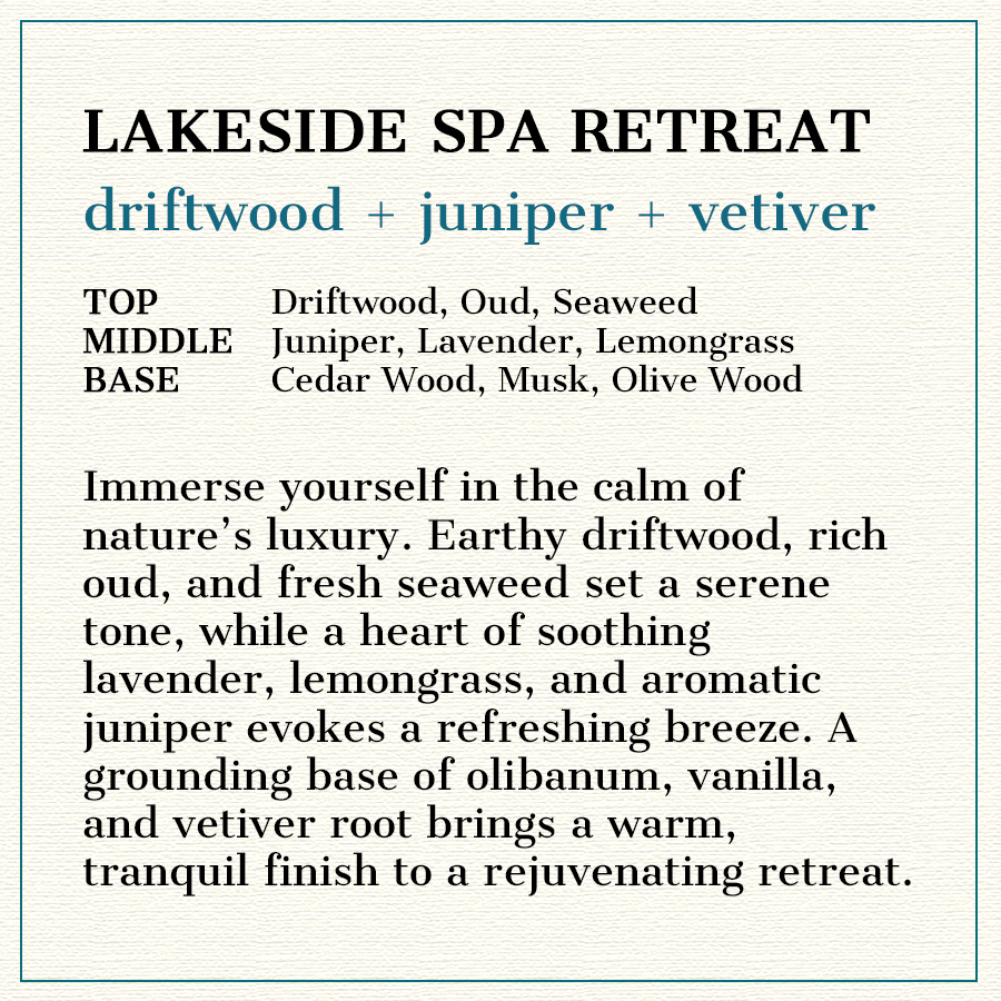 Lakeside Spa Retreat - Driftwood + Juniper + Vetiver Scented Wood Wick Candle