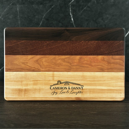 Personalized Housewarming Cutting Board, Reversible, Custom Engraved New Home Gift, 16x10