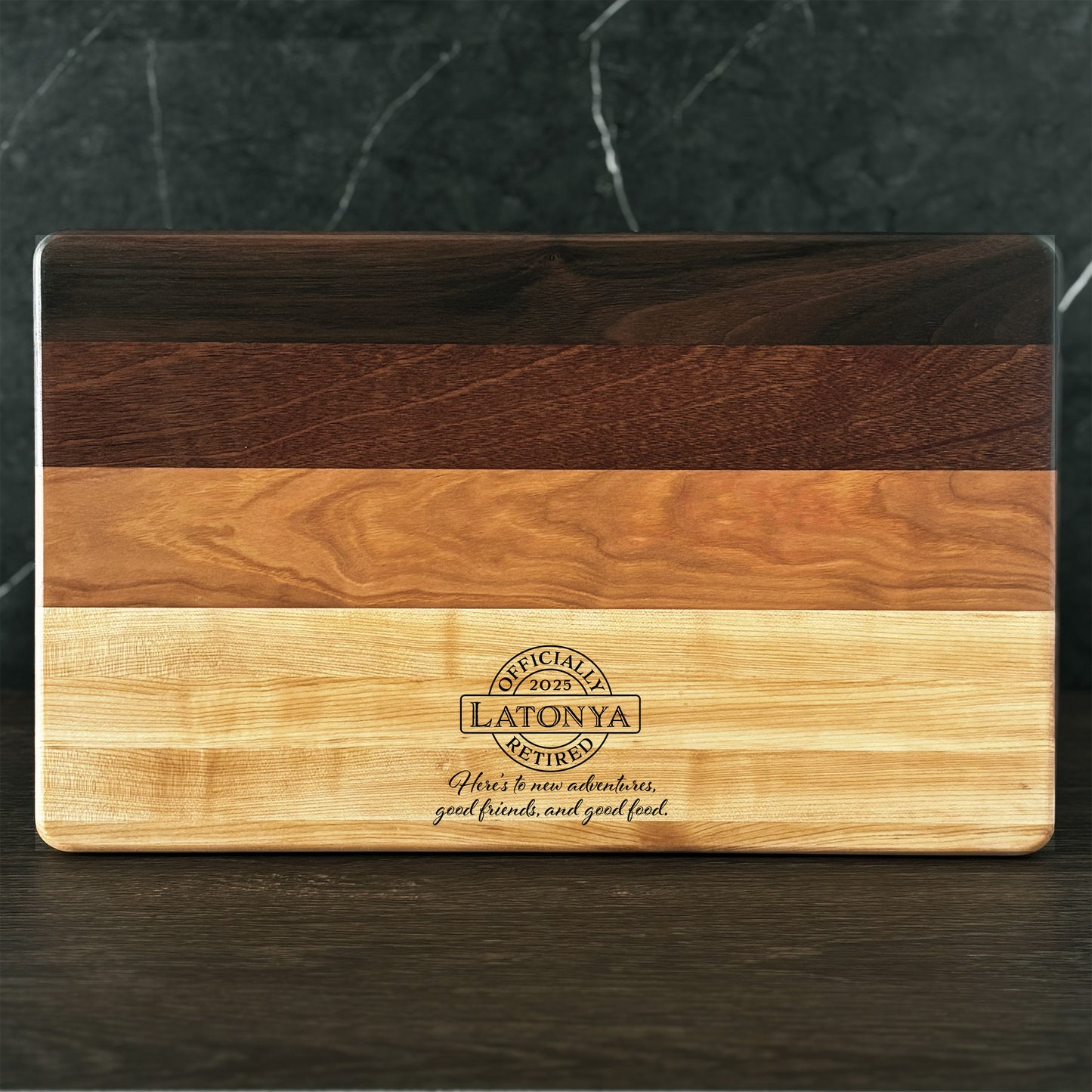 Personalized Retirement Cutting Board, Reversible, Custom Engraved Gift, 16x10