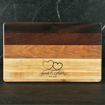 Personalized Couples Cutting Board, Reversible, Custom Name Engraved Gift, 16x10