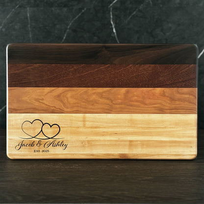 Personalized Couples Cutting Board, Reversible, Custom Name Engraved Gift, 16x10