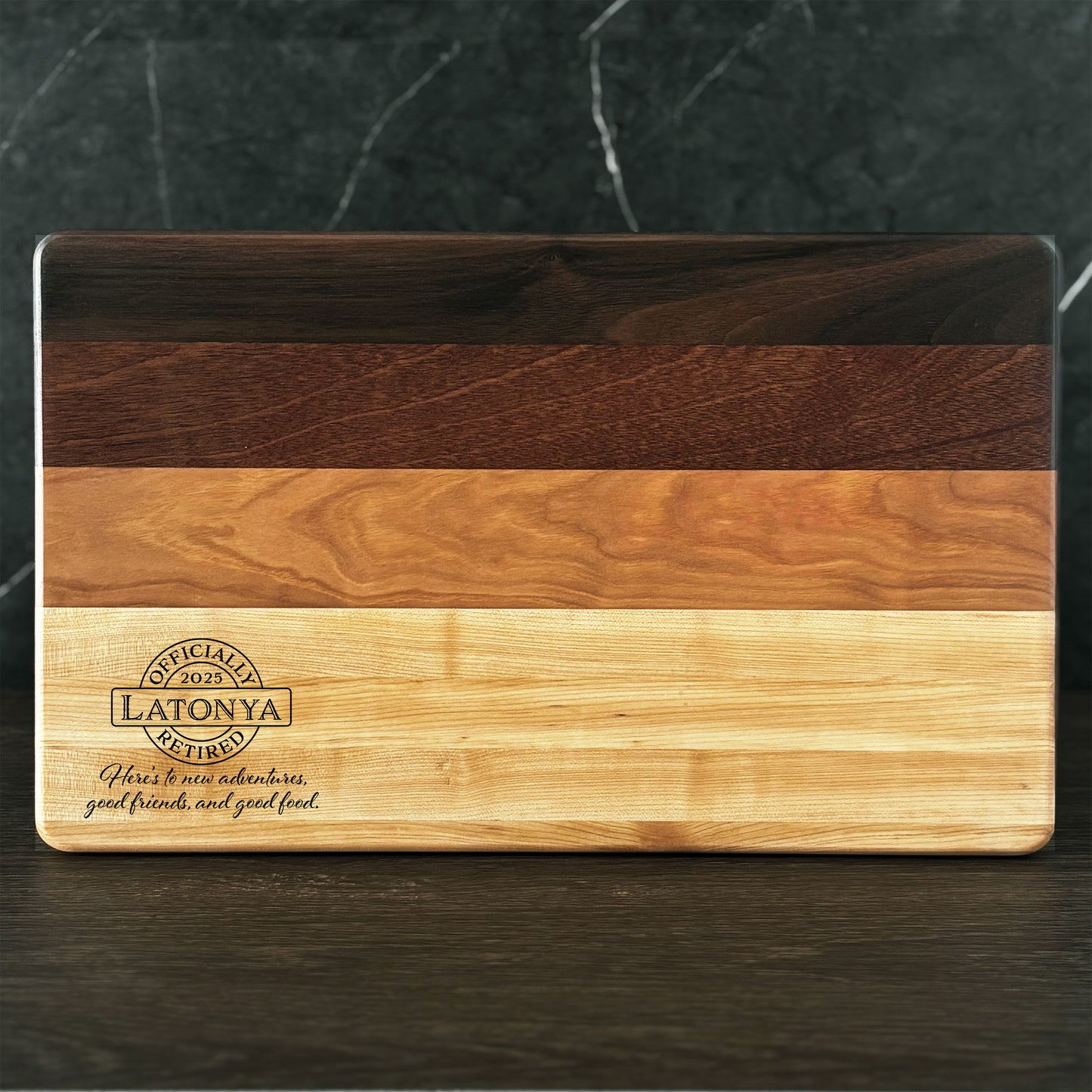 Personalized Retirement Cutting Board, Reversible, Custom Engraved Gift, 16x10