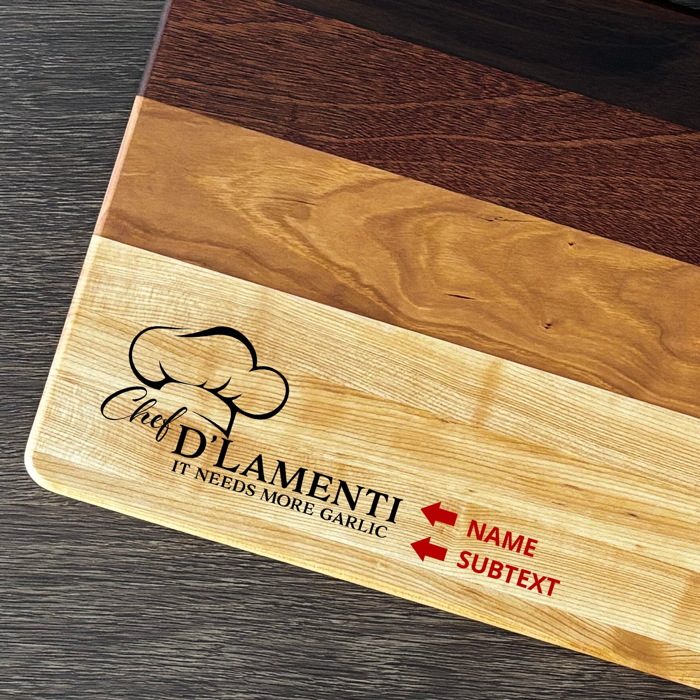 Personalized Chef Cutting Board, Reversible, Custom Engraved Gift, 16x10