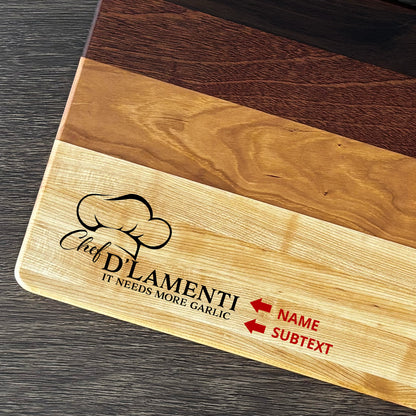 Personalized Chef Cutting Board, Reversible, Custom Engraved Gift, 16x10