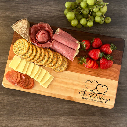 Personalized Couples Cutting Board, Reversible, Custom Name Engraved Gift, 16x10