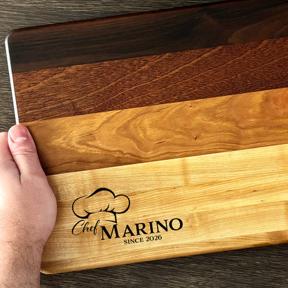 Personalized Chef Cutting Board, Reversible, Custom Engraved Gift, 16x10