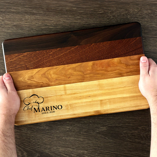 Personalized Chef Cutting Board, Reversible, Custom Engraved Gift, 16x10